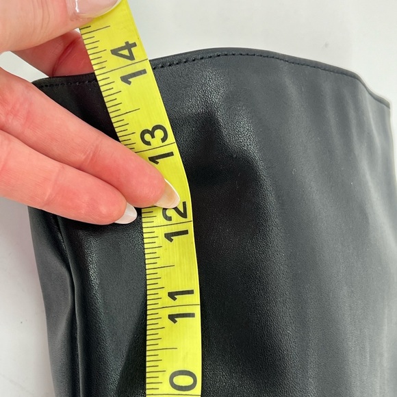 Black Knee High Faux Leather Boots Square Toe Chunky Triangular Heel 7.5 - Picture 13 of 13